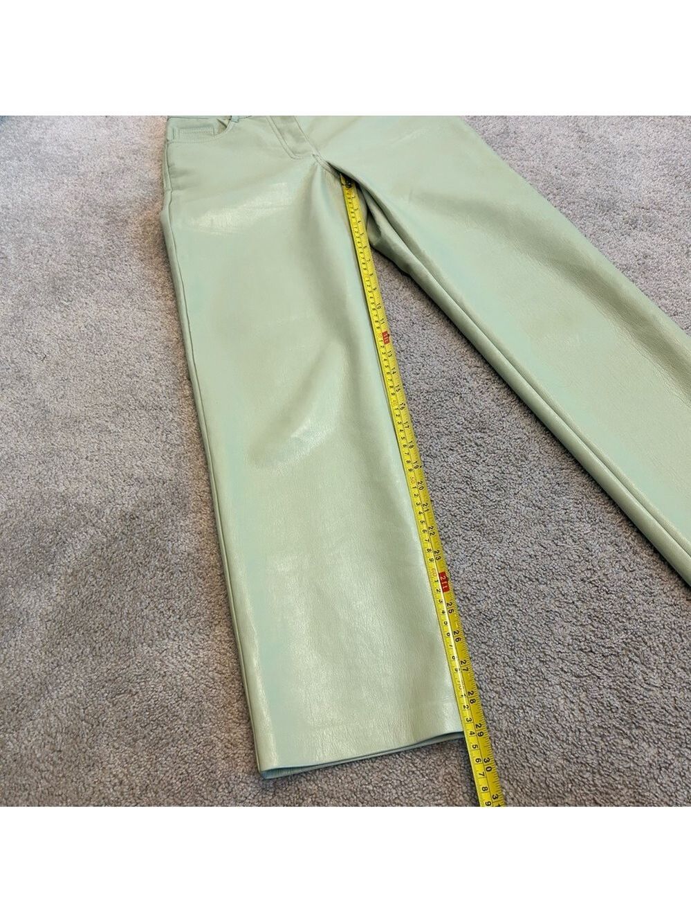 Aritzia Wilfred light green Melina pants faux leather pleather vegan Sz 6 - Picture 6 of 11
